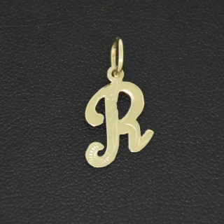 Zlatý přívěsek písmeno R
