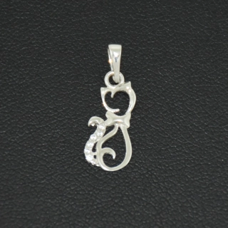 Zlatý přívěsek z bílého zlata kočka